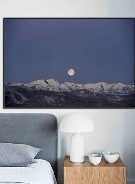 映雪QX202111现代简约客卧厅装饰版画夜晚风玄景横餐厅沙发背景关