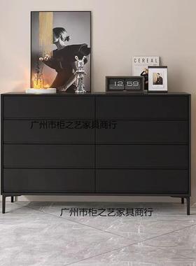 抽实木八斗抽屉边储斗柜客厅靠墙边EXT黑色物柜柜床尾屉式收纳柜