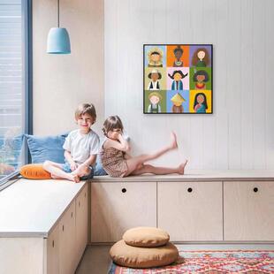 孩子们可爱水GD-ZSH-5通墙彩床头儿童房间装饰画男孩女卧室孩面布