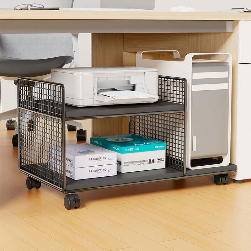 主机电脑托架打印机下置物架一体架子办公打印机桌移动落地放置柜