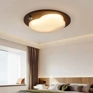 法式中古风卧室灯云朵创意复古胡桃色全光谱护眼主卧室书房吸顶灯