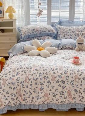 新款加AL101120厚磨用毛花边件学生宿舍水洗棉四被套床单床上品厂