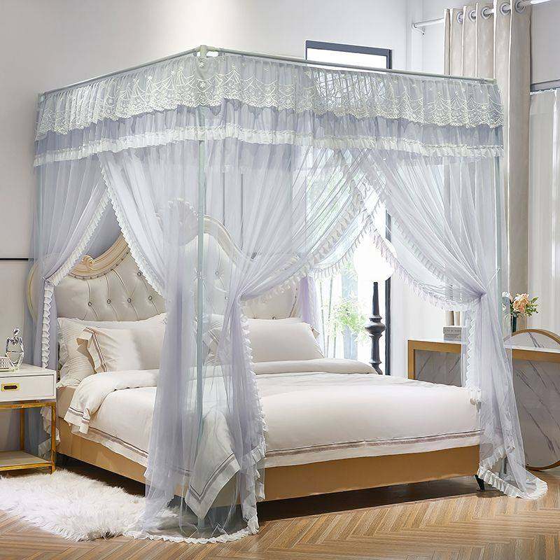 蚊帐新款三开门家用加密落地宫廷卧室加粗支架双人床公主风防尘顶