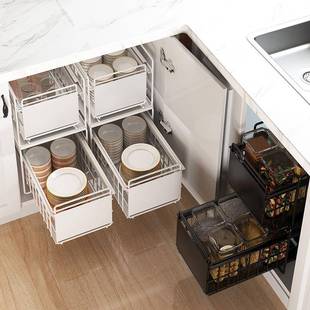 日式 收家居用品抽橱屉柜CF200000碗碟分层储 厨房水槽置物架抽拉式