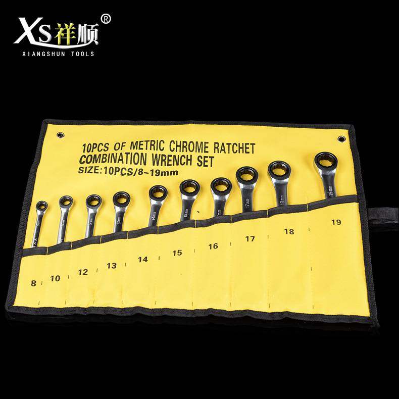 棘轮扳手铬钒钢快速梅花开口两用棘轮扳手维修工具七件套棘轮扳手