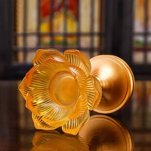 琉璃莲花烛台家用蜡烛台座酥油灯底座佛供灯佛前供佛灯架灯盏摆件