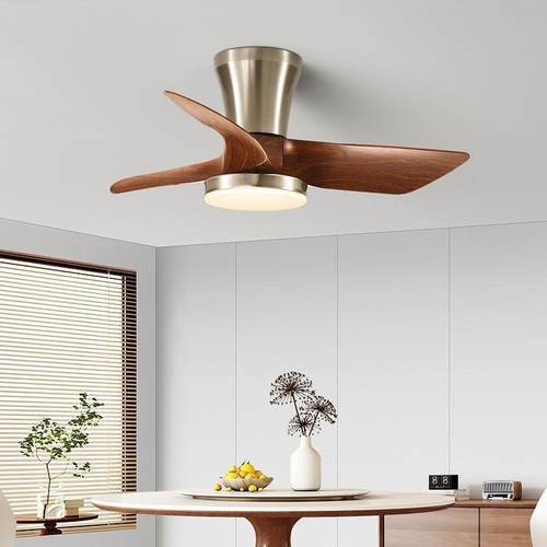 室全光谱护眼式复古胡桃色家美用电扇灯一体木书房568餐厅灯卧风