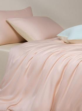 春夏档A类莱赛pig0144尔拼纯件色双天丝四高件套裸睡精选床上三套