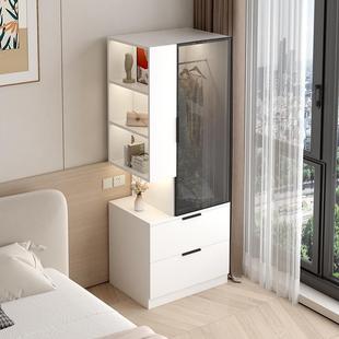 J^实小木床边衣09 30柜一体收纳储物柜家用柜卧室角户型简易单人
