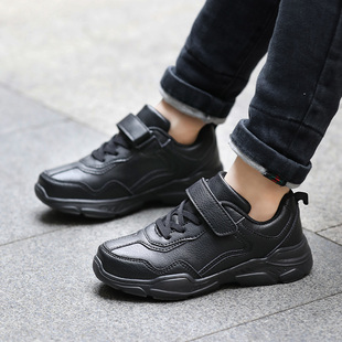 女孩球鞋 皮面儿童鞋 38码 男童白色运动鞋 12岁 子全黑色10小学生板鞋