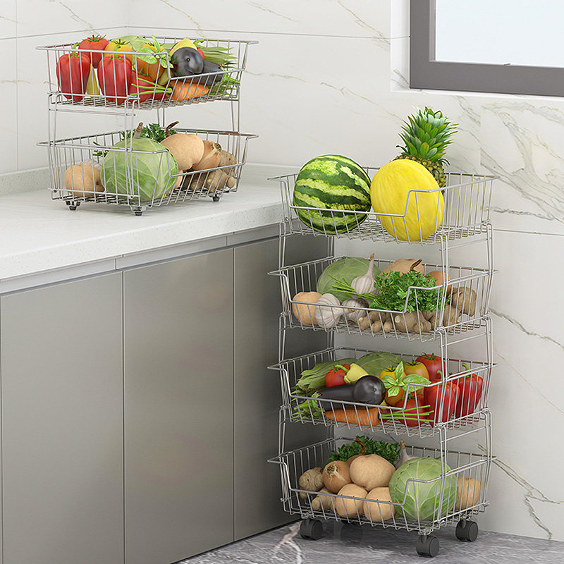 厨房置物架落地蔬菜收纳架304不锈钢 果蔬多层储物筐水果篮家用品,厨房/烹饪用具,厨房置物架/置物柜/角架,淘宝优惠券,粉丝福利购,淘宝优惠卷