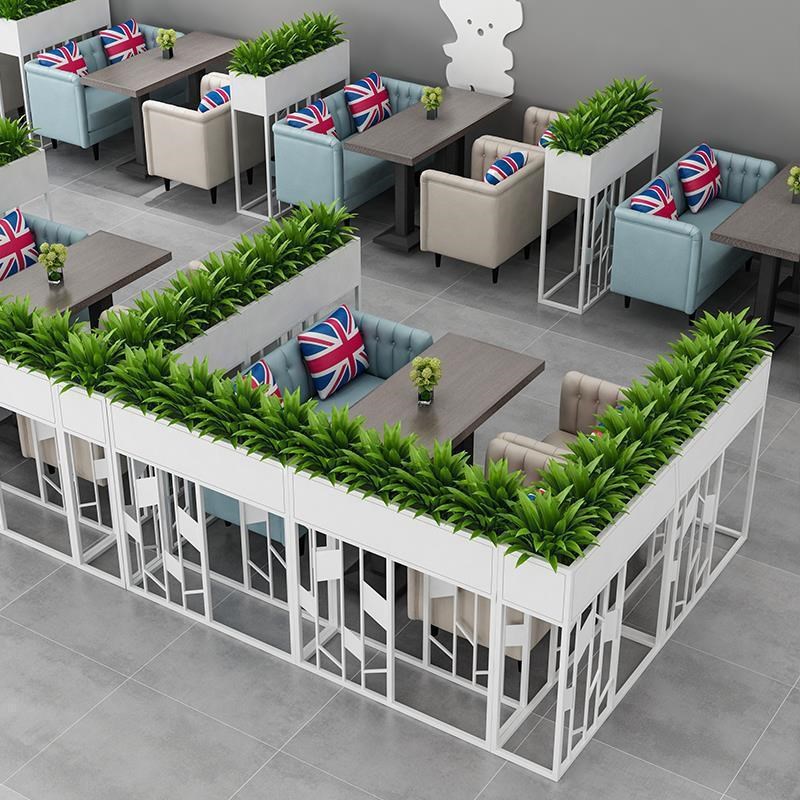 火锅店饭店餐厅隔断围栏办公室过道铁艺卡座屏风半截围挡绿植花架