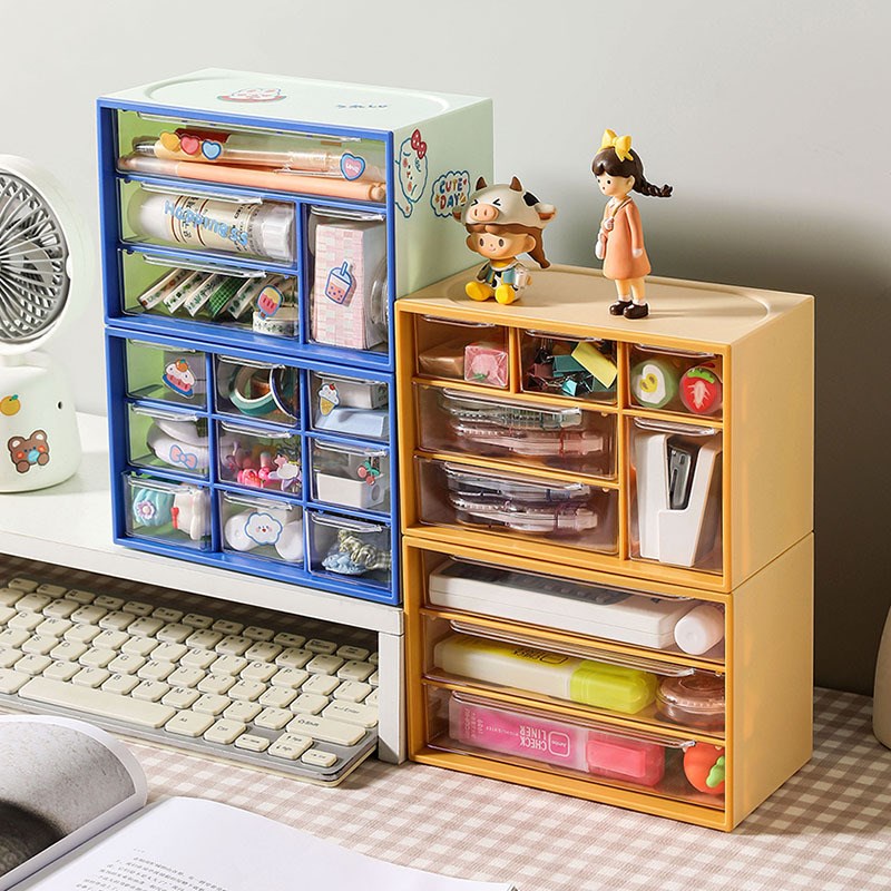 简约透明抽屉收纳盒桌面文具杂物分格整理大容量宿舍化妆品置物架
