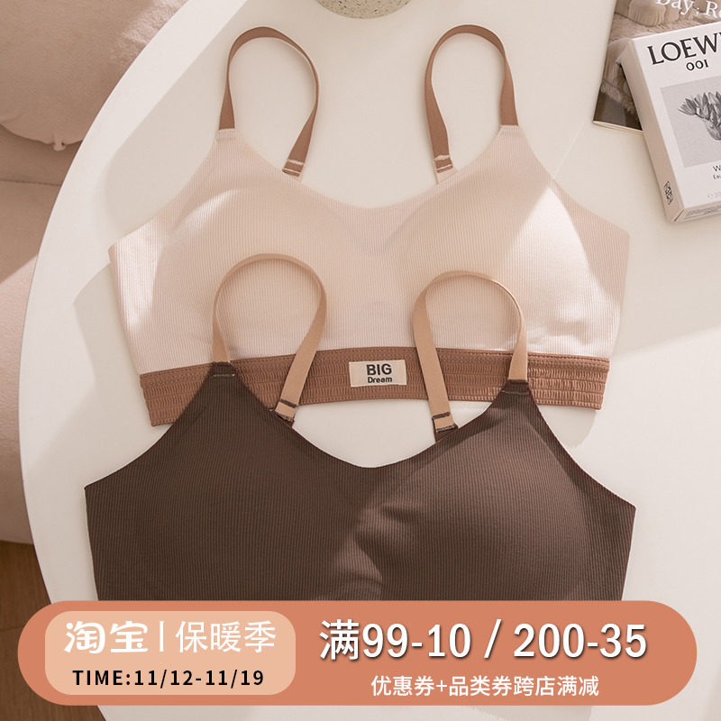 固定杯内衣女士小胸聚拢显大平胸aa杯专J用文胸内裤套装无钢圈胸