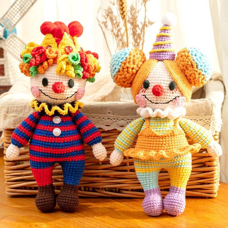 胖小森手作小丑玩偶打发时间手工钩针diy编织材料包毛线团牛奶棉