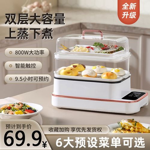 电蒸锅多功能家用三层不锈钢蒸箱小型多层电蒸笼蒸煮一体锅早餐机