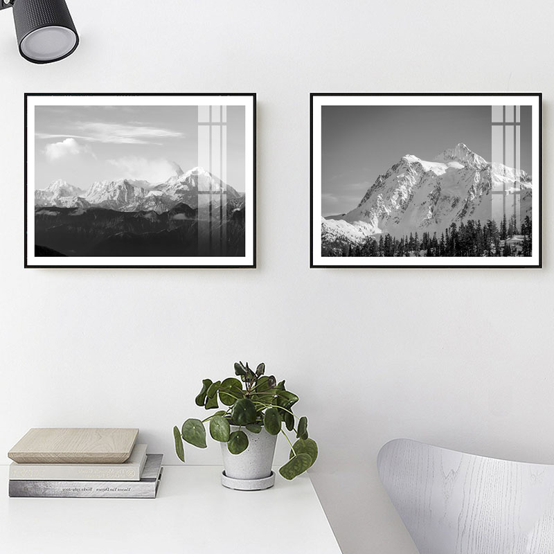 办公室装饰画工业风黑白摄影风景挂画客厅艺术壁画卧室床头餐厅画图片