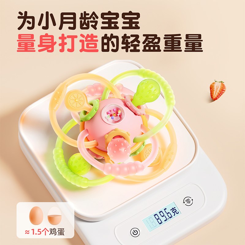 曼哈顿手抓球婴儿硅胶可咬牙胶玩具3到6个月宝宝磨牙口欲期0一1岁