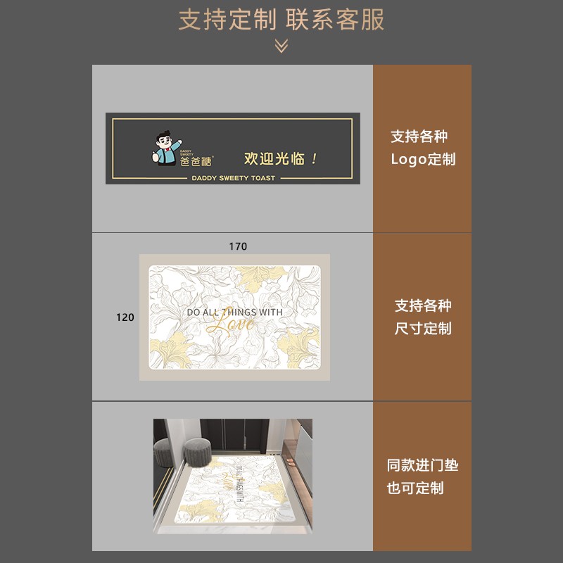 厨房地垫防滑防油脚垫免洗可擦防水耐脏地毯pvc满铺地板垫子定制