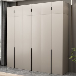 实木衣柜家d用卧室2024新款 玻璃门奶油风储物柜子出租房用松木衣