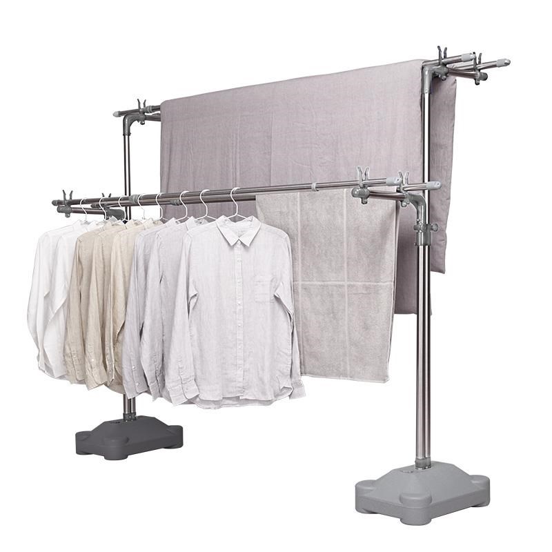 日式不锈钢晾衣架落地室外阳台落地晾衣杆大型升降伸缩晒被架子