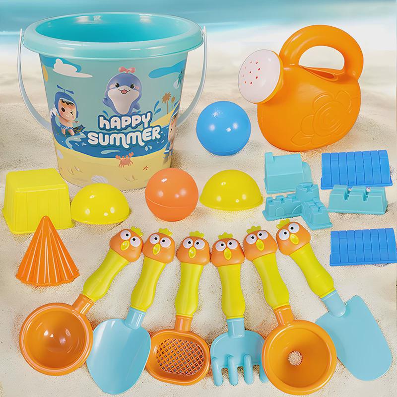 加厚沙滩玩具套装推拉车沙子和桶沙漏儿童拖车海滩挖沙玩铲子新款