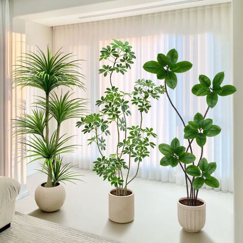 仿生龙血树仿真绿植高级奶油风客厅室内假植物落地装W饰盆栽摆件