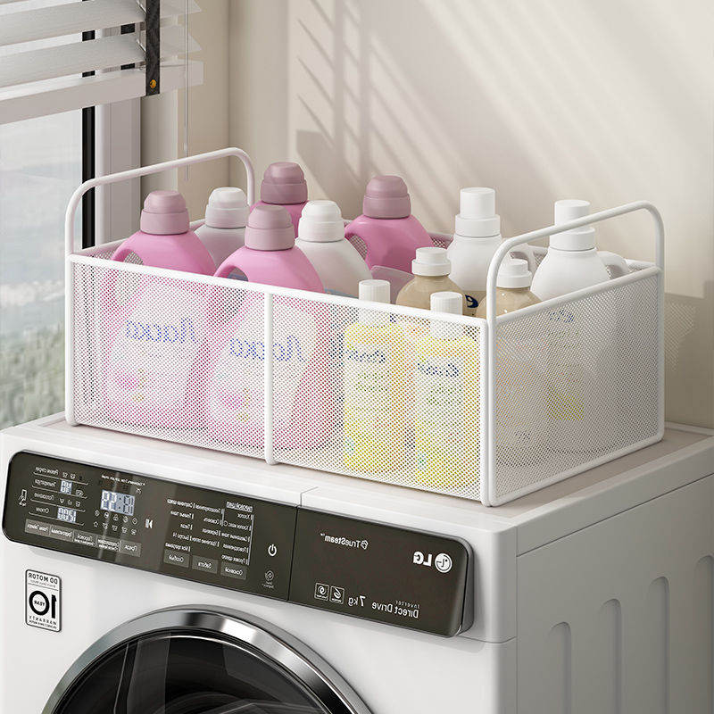 洗衣机上收纳筐家用架子卫生间洗衣液放置篮客厅阳台养花收纳架子