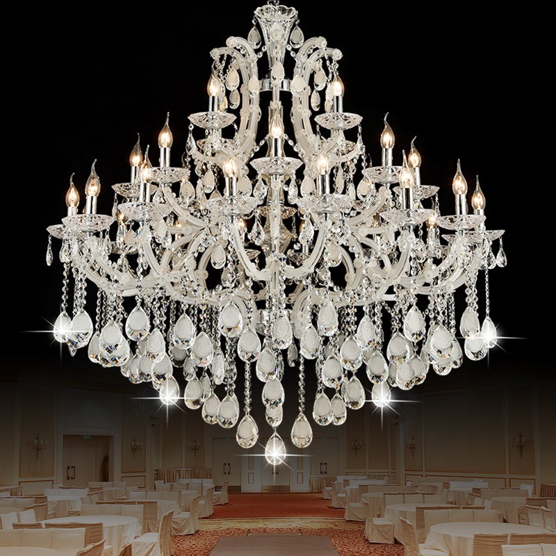 欧式新款现代别墅酒店客厅餐厅楼C道复式楼工程夹片水晶吊灯灯具