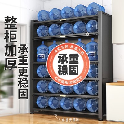 带轮厨房钢制收纳柜一体立柱储物柜多层落地置物架可移动橱柜碗柜