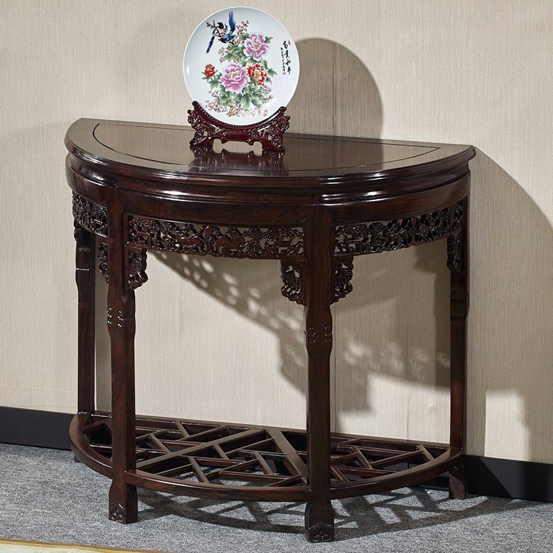 黑檀木半边桌半圆桌半月台半圆台玄关桌边几花几实木红木原木中式,住宅家具,实木餐桌,淘宝优惠券,粉丝福利购,淘宝优惠卷