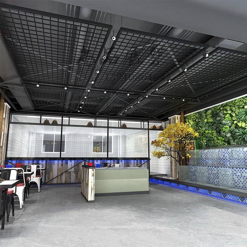 铁艺网格吊顶装饰网片镂空隔断网工业风菱形网格天花铁丝网定制