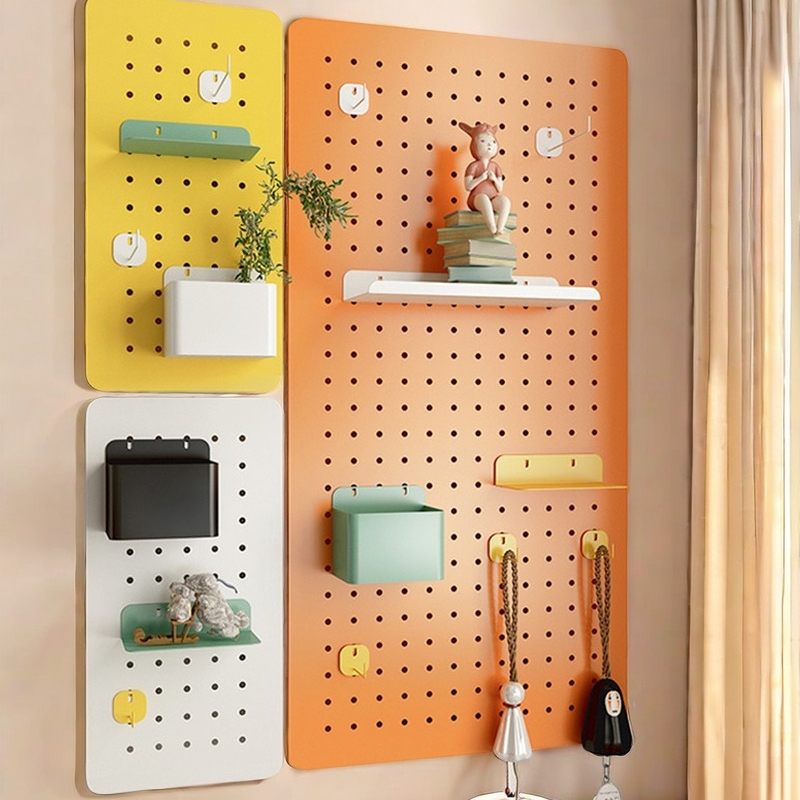 洞洞板免打孔墙面墙上置物架衣柜侧板冲孔板定制挂板书桌面展示架