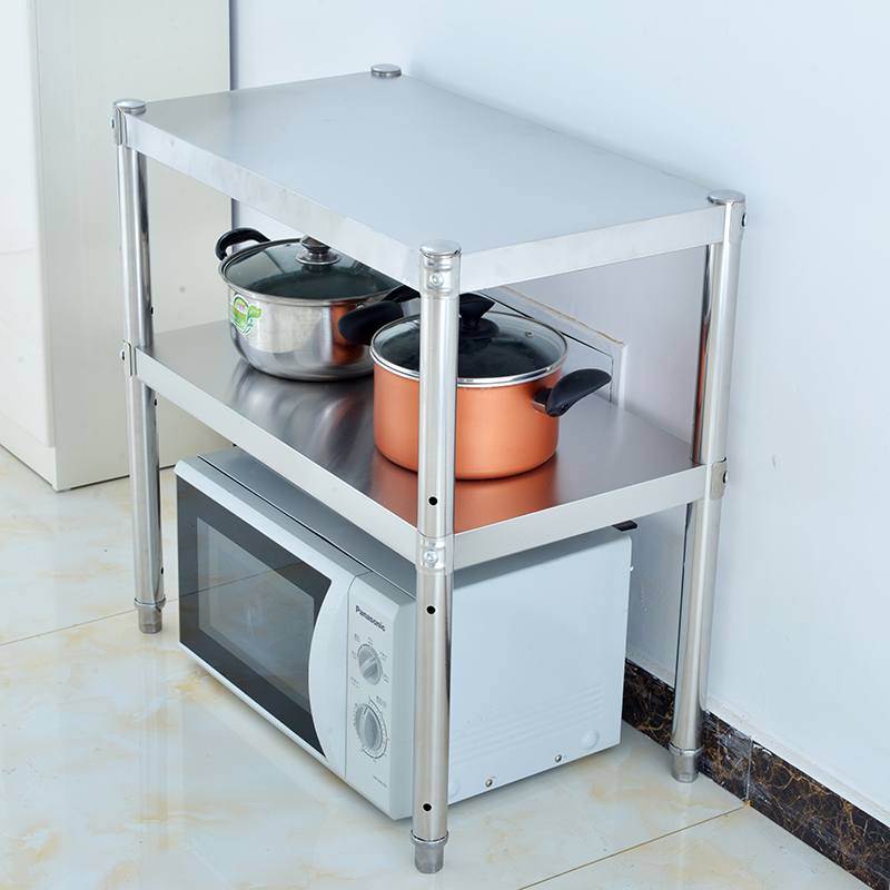 厨房用品置物架落地多层不锈钢2层微波炉烤箱架子两层收纳储物架