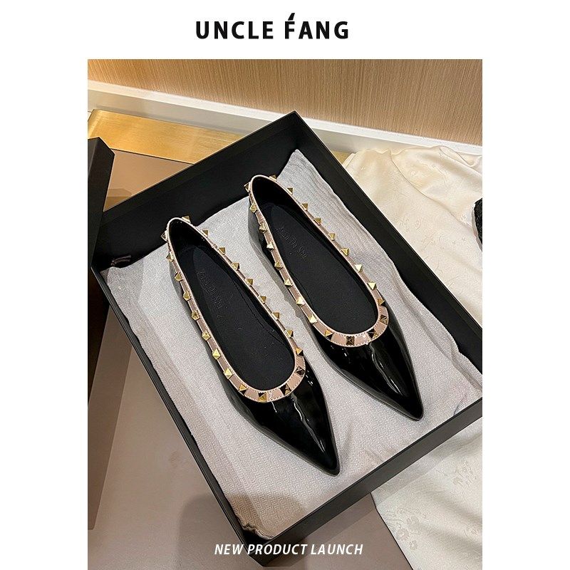 尖头单鞋女平底柳丁浅口软底船鞋内增高2025年新款春秋瓢鞋铆钉鞋,女鞋,浅口单鞋,淘宝优惠券,粉丝福利购,淘宝优惠卷