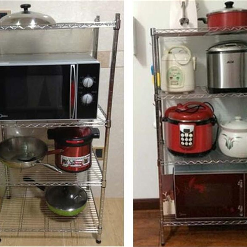 厨房置物架落地多层不锈钢色架子微波炉架烤箱架锅架5层阳台花架