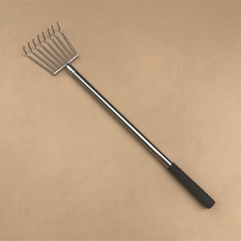 50cm加粗不锈钢单节不伸缩杆耙子 4齿5齿8齿6齿大号水草耙8mm螺口