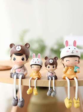 一家四口摆件卧室家里装饰品房间温馨丑萌书桌装饰布置小物件摆设