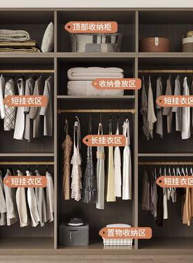 衣柜收家用卧室柜储物柜小户型可fry0301组合大玻璃门纳子柜简约实木衣橱