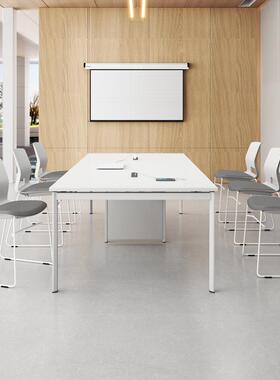 会议桌桌简约现代SY-H01246人小长白色架简钢易8人洽型谈桌会议室