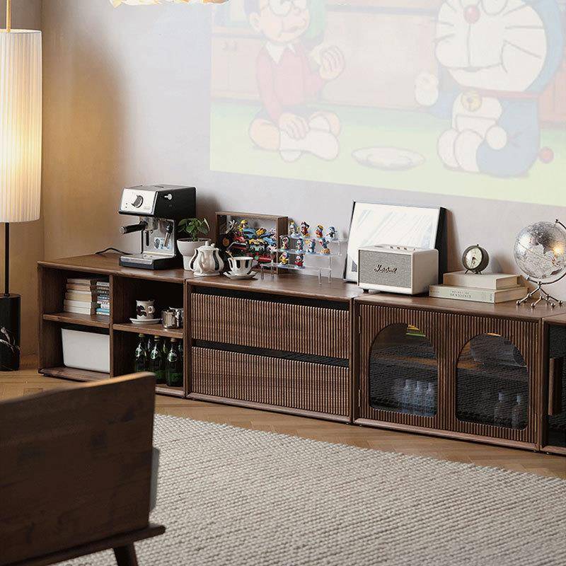 全CBG-1206书实木黑胡桃电视木收纳柜示柜餐边柜北美组合客厅展柜