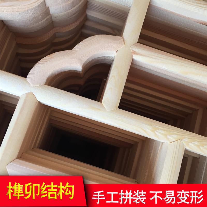 东111阳木窗雕件仿古实木花挂中式装修灯罩吊顶圆形花窗格圆八角
