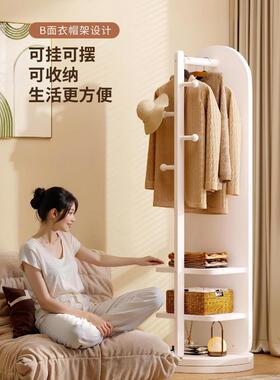 转全试身镜落地镜家31987用卧置物架可挂室衣帽架一体穿衣镜大衣