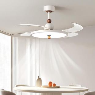 奶油风光谱护眼风扇0灯22全5新款家用餐厅灯室隐形卧吊扇809一体
