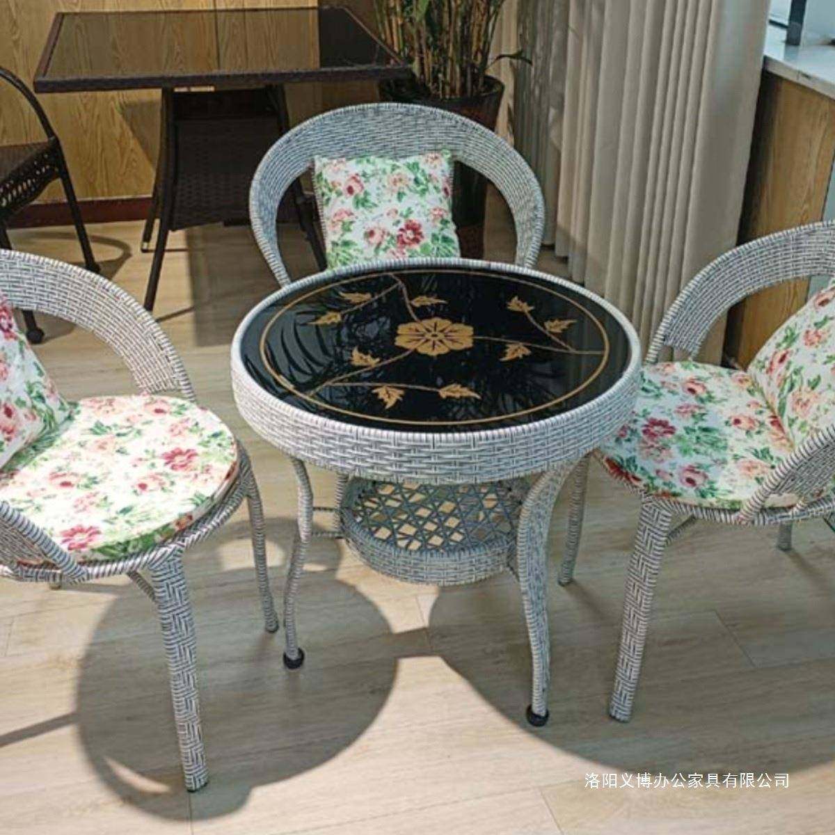 阳台茶小几休户型室小内藤椅三件套11圆桌闲室内组合简约茶台茶桌