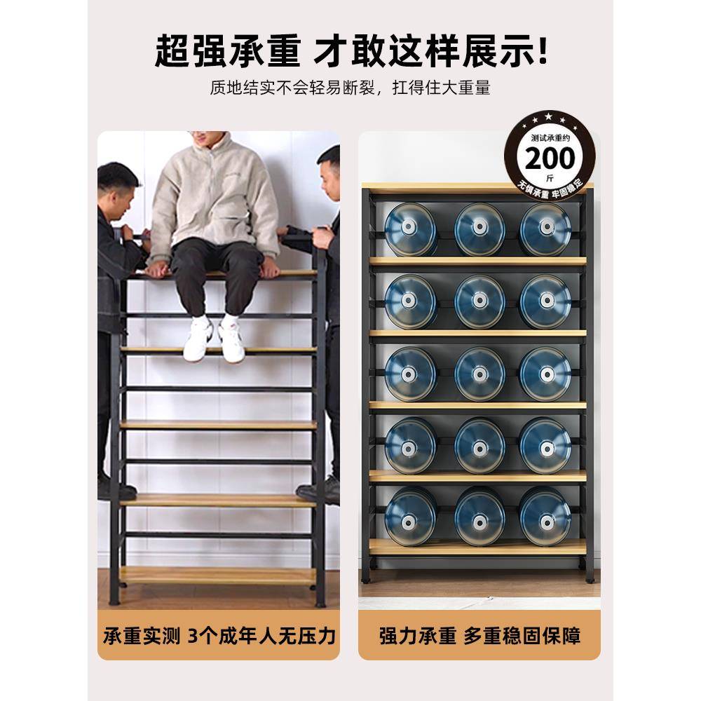 书架落地物架子一体靠AUJ墙货架储玩具收纳架家用多层柜书艺铁置