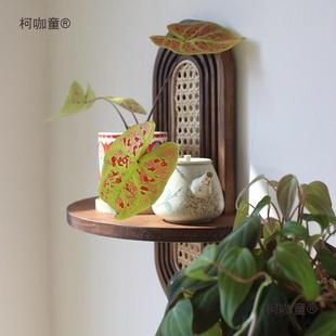 427古风藤编壁挂实木架客复古墙面置厅物架墙玄关走廊民宿花挂麦