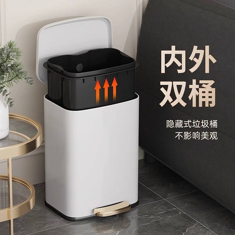 脚踏式不锈钢垃圾桶大容量厨房家用宽口18L酒店公共卫生间带盖桶