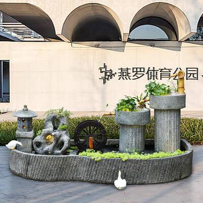 外大型假山户喷水泉观阳台花园庭院鱼池别MAS墅造景景循环流摆件