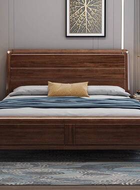 新中式木床1.8实胡QNA木奢工厂直销店主轻卧家用1米5的气桃压储物床